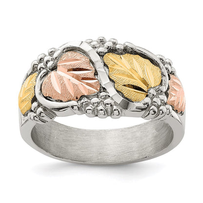 Sterlingsilber Landstrom Mt. Rushmore Schwarz Hills 12K Gold Akzente Leaves Ring