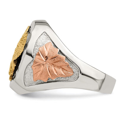 Sterlingsilber Landstrom Mt. Rushmore Schwarz Hills 12K Gold Akzente Antikisiert Adler Ring