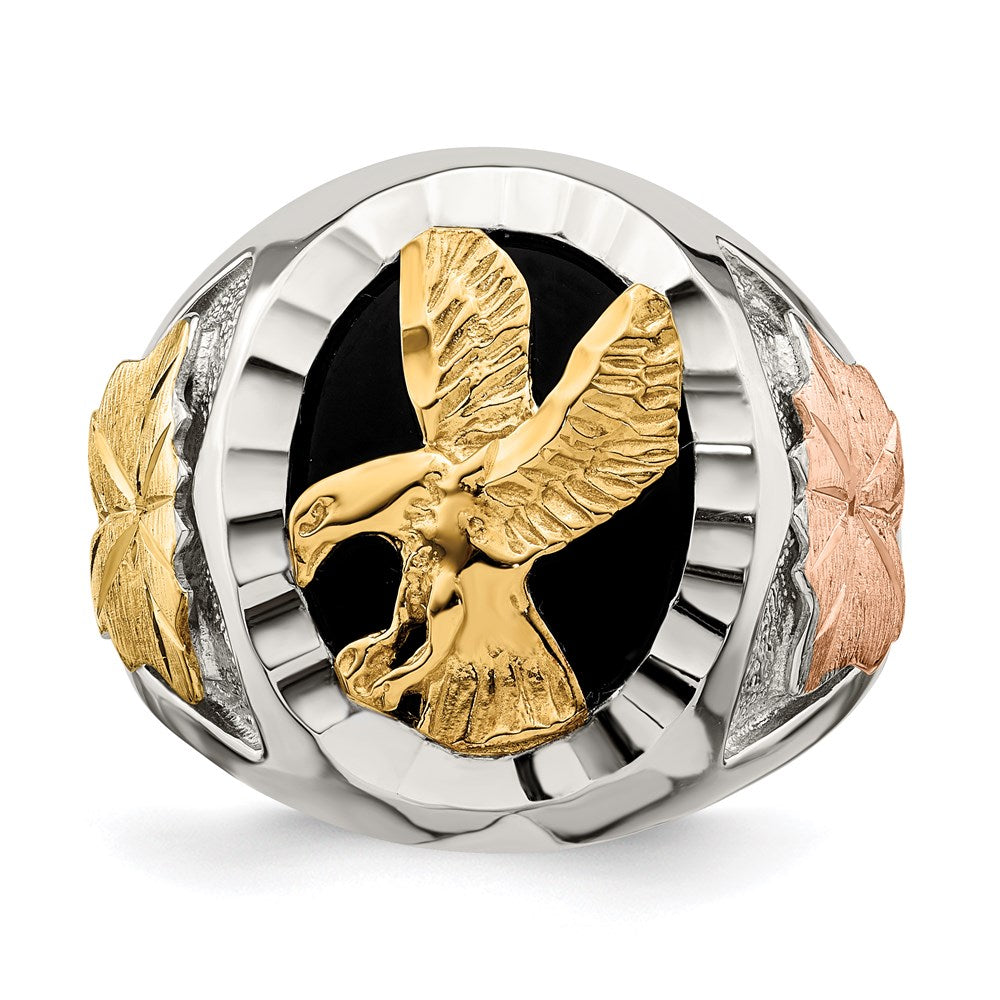 Sterlingsilber Landstrom Mt. Rushmore Schwarz Hills 12K Gold Akzente Antikisiert Adler Ring