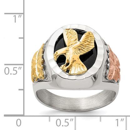 Sterlingsilber Landstrom Mt. Rushmore Schwarz Hills 12K Gold Akzente Antikisiert Adler Ring