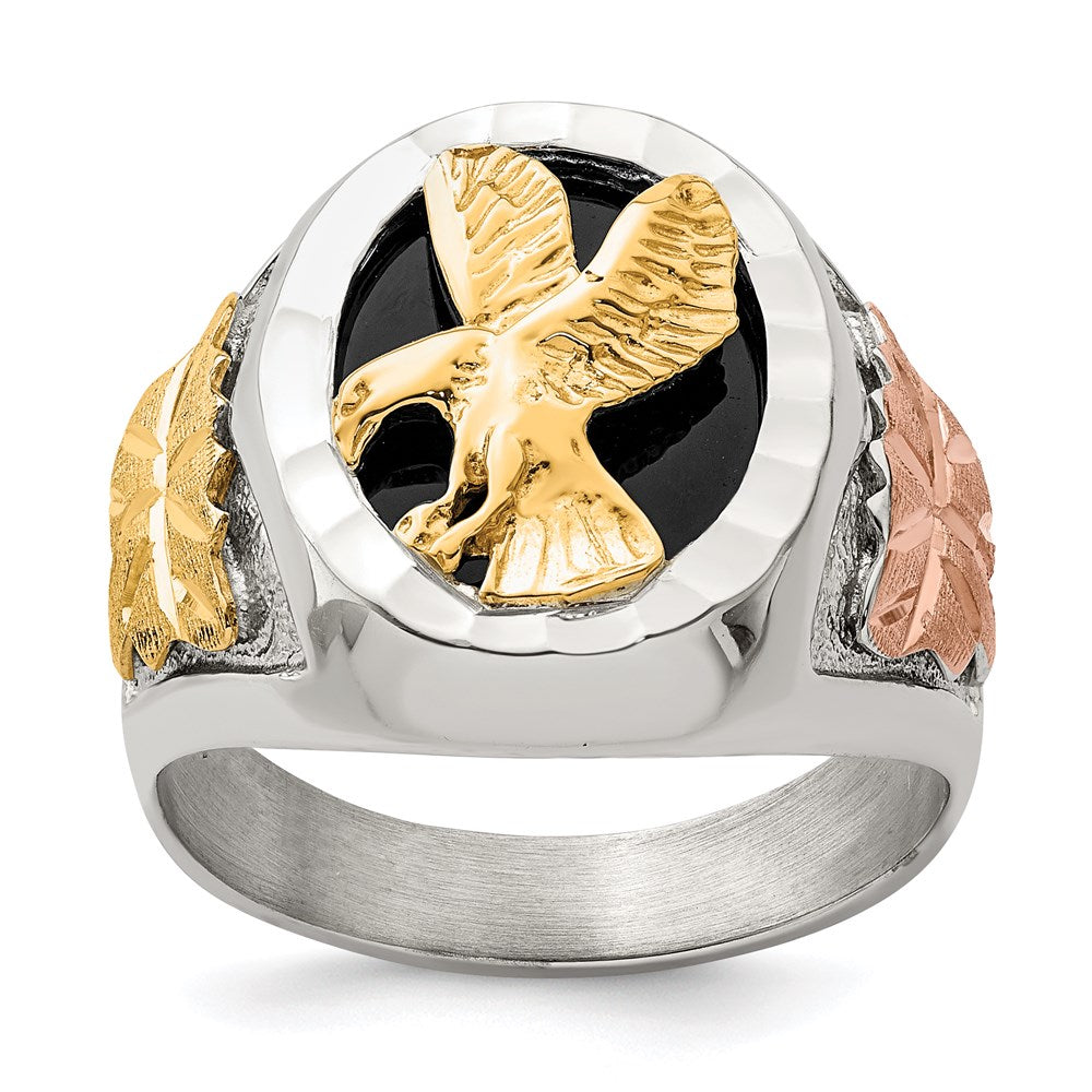 Sterlingsilber Landstrom Mt. Rushmore Schwarz Hills 12K Gold Akzente Antikisiert Adler Ring