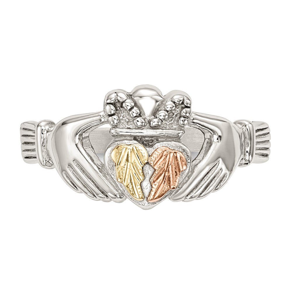 Sterlingsilber Landstrom Mt. Rushmore Schwarz Hills 12K Gold Akzente Claddagh Ring