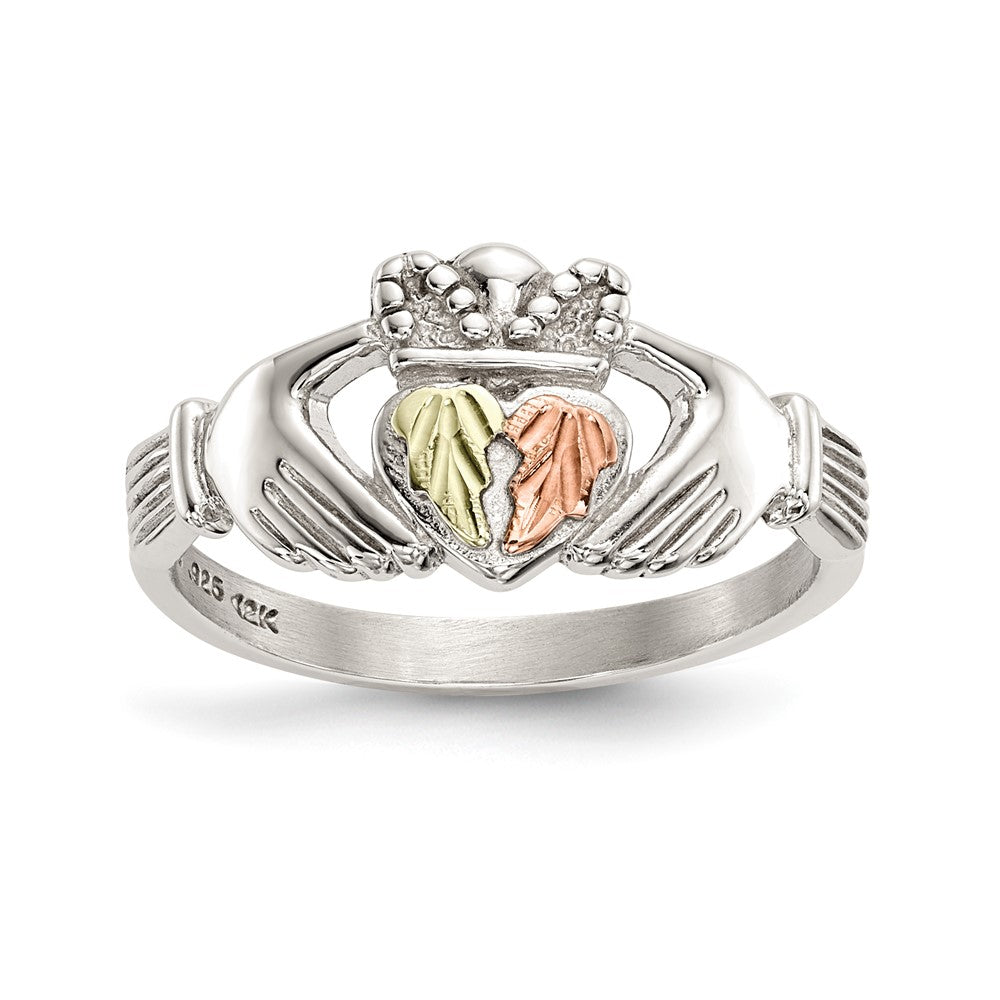 Sterlingsilber Landstrom Mt. Rushmore Schwarz Hills 12K Gold Akzente Claddagh Ring