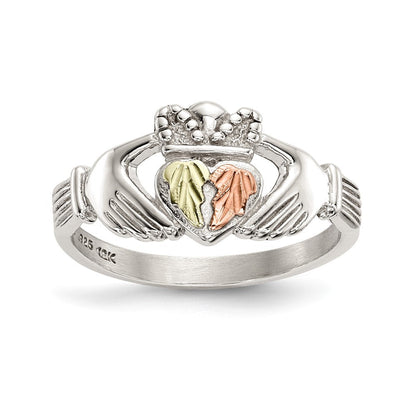 Sterlingsilber Landstrom Mt. Rushmore Schwarz Hills 12K Gold Akzente Claddagh Ring