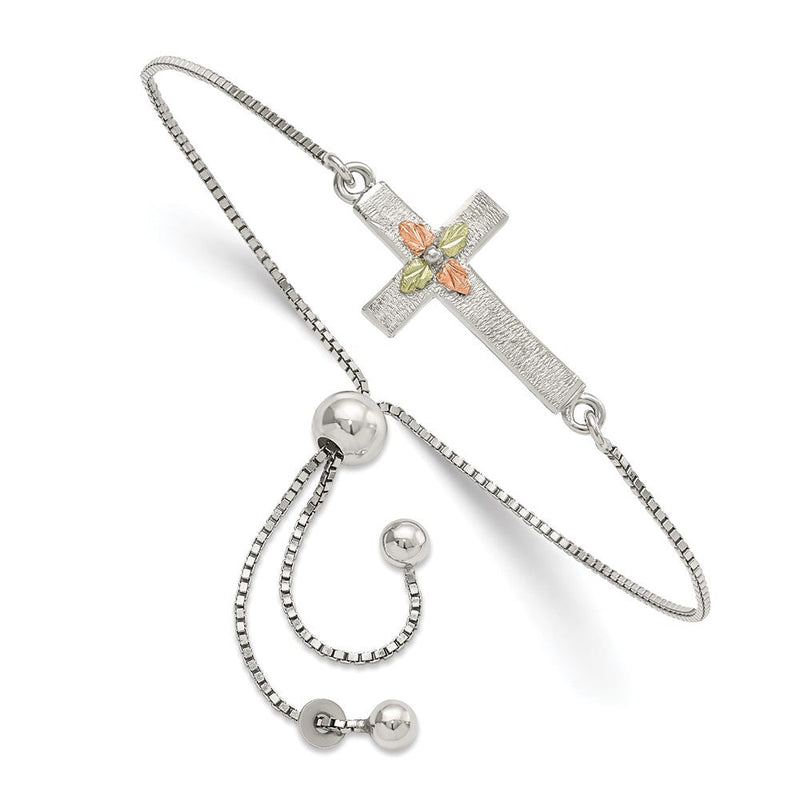 Sterlingsilber Landstrom Mt. Rushmore Schwarz Hills 12K Akzente Gold Kreuz Verstellbar Armband