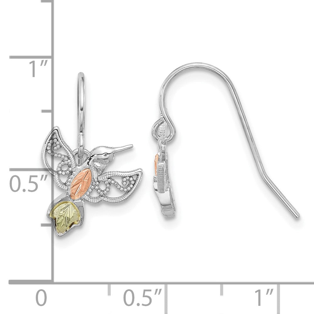 Sterlingsilber Rhodiniert mit 12K Akzente Hummingbird Ohrhänger