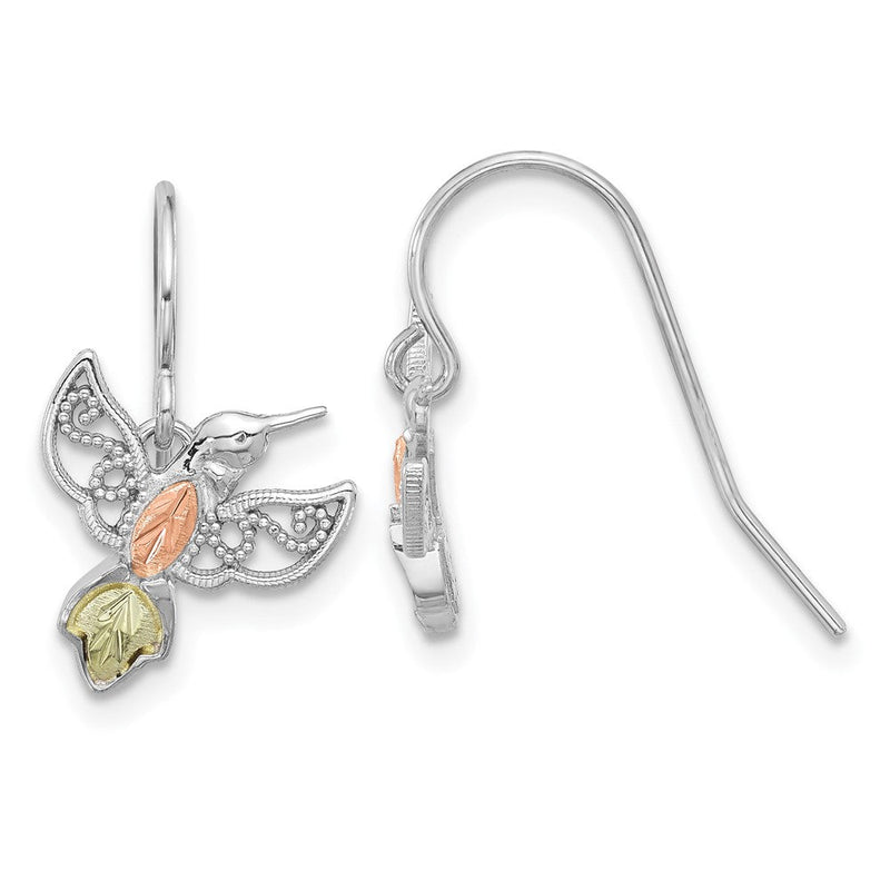 Sterlingsilber Rhodiniert mit 12K Akzente Hummingbird Ohrhänger