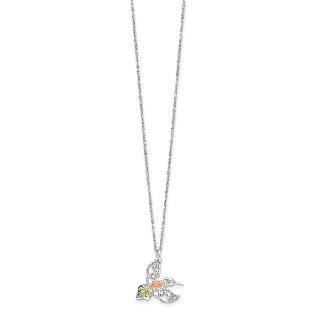 Sterlingsilber Rhodiniert mit 12K Akzente Hummingbird 18 Zoll Halskette