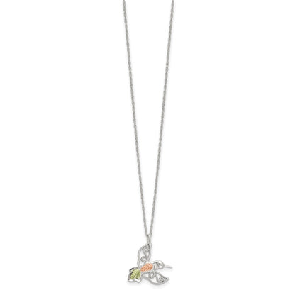Sterlingsilber Rhodiniert mit 12K Akzente Hummingbird 18 Zoll Halskette