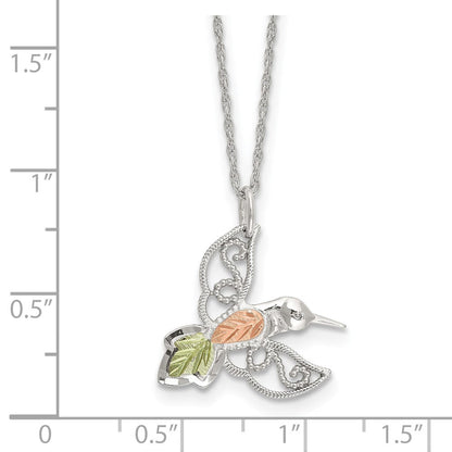 Sterlingsilber Rhodiniert mit 12K Akzente Hummingbird 18 Zoll Halskette