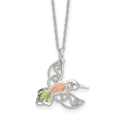 Sterlingsilber Rhodiniert mit 12K Akzente Hummingbird 18 Zoll Halskette