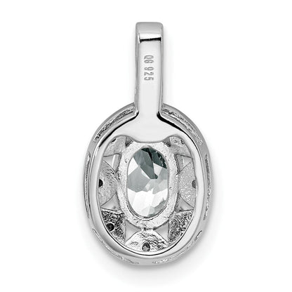 Sterlingsilber Rhodiniert Diamant. & Weiß Topas Anhänger