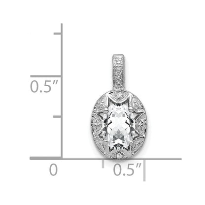 Sterlingsilber Rhodiniert Diamant. & Weiß Topas Anhänger