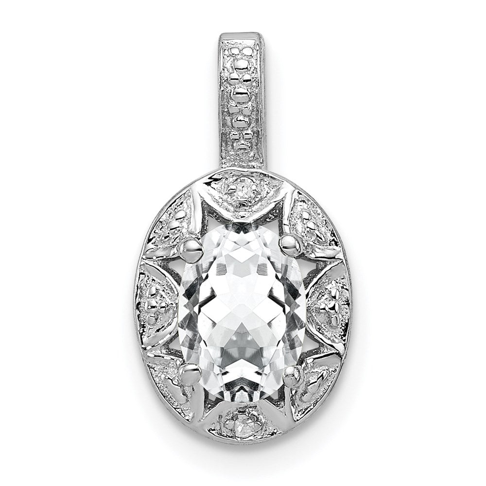 Sterlingsilber Rhodiniert Diamant. & Weiß Topas Anhänger