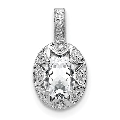 Sterlingsilber Rhodiniert Diamant. & Weiß Topas Anhänger
