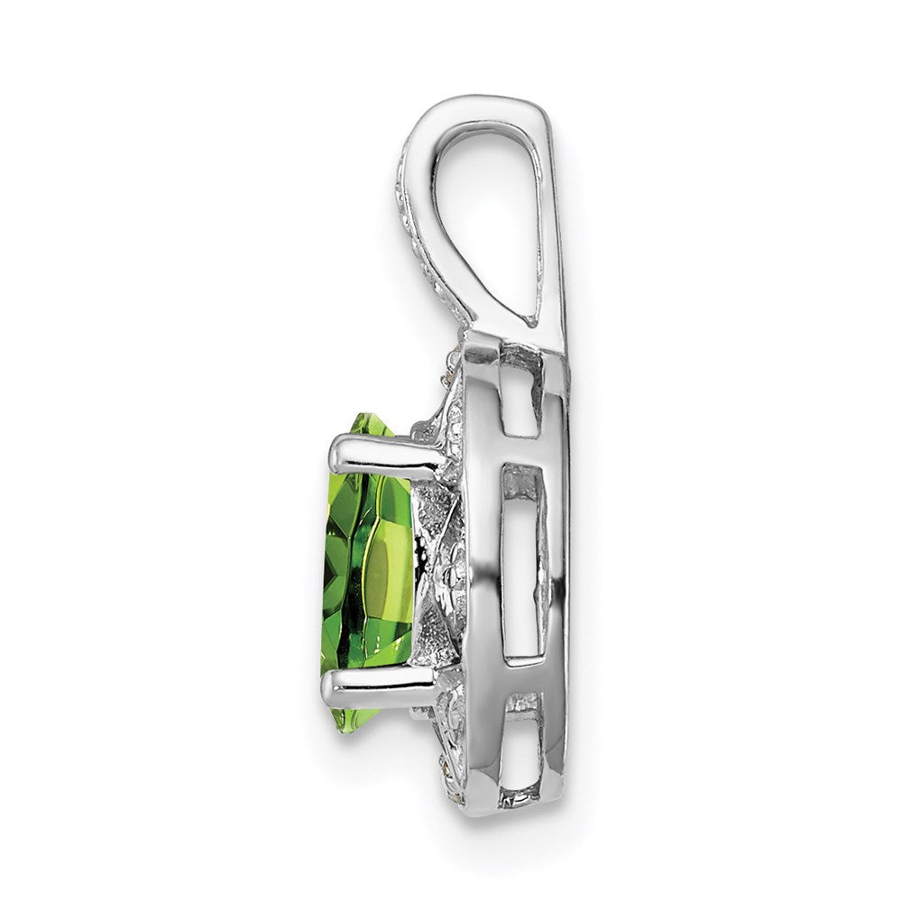 Sterlingsilber Rhodiniert Diamant. & Peridot Anhänger