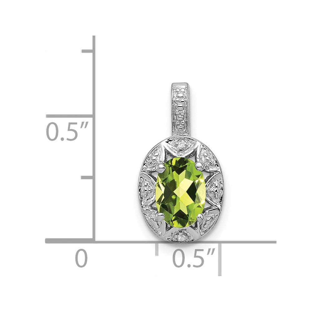 Sterlingsilber Rhodiniert Diamant. & Peridot Anhänger