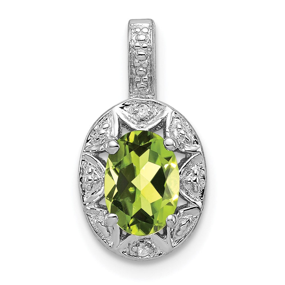 Sterlingsilber Rhodiniert Diamant. & Peridot Anhänger