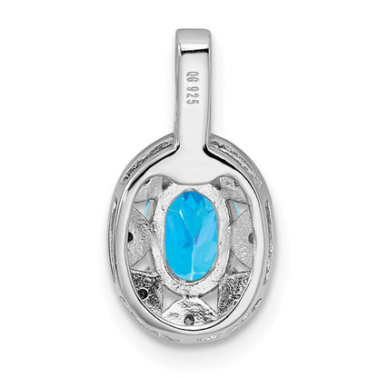 Sterlingsilber Rhodiniert Diamant. & Blautopas Anhänger