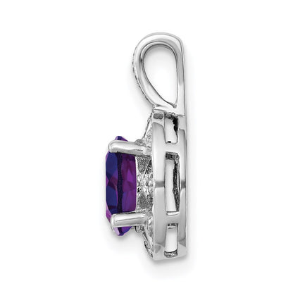 Sterlingsilber Rhodiniert Diamant. & Amethyst Anhänger