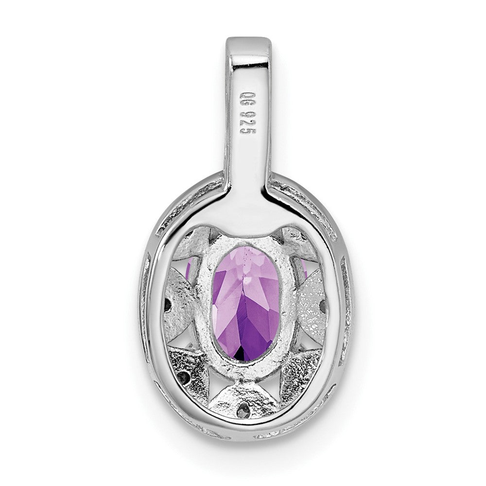 Sterlingsilber Rhodiniert Diamant. & Amethyst Anhänger