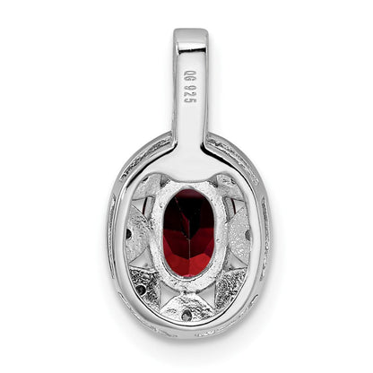 Sterlingsilber Rhodiniert Diamant. & Granat Anhänger