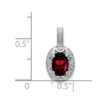 Sterlingsilber Rhodiniert Diamant. & Granat Anhänger