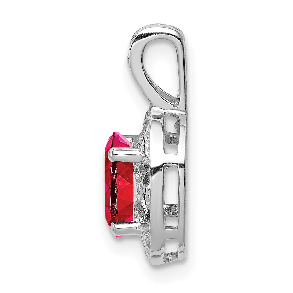 Sterlingsilber Rhodiniert Diamant. & Erzeugt Rubin Anhänger