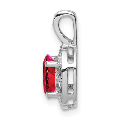 Sterlingsilber Rhodiniert Diamant. & Erzeugt Rubin Anhänger