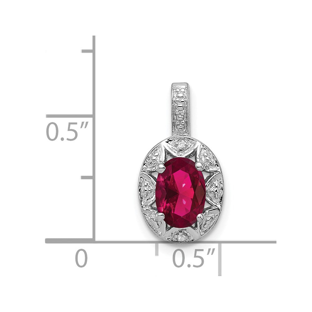 Sterlingsilber Rhodiniert Diamant. & Erzeugt Rubin Anhänger