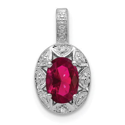 Sterlingsilber Rhodiniert Diamant. & Erzeugt Rubin Anhänger