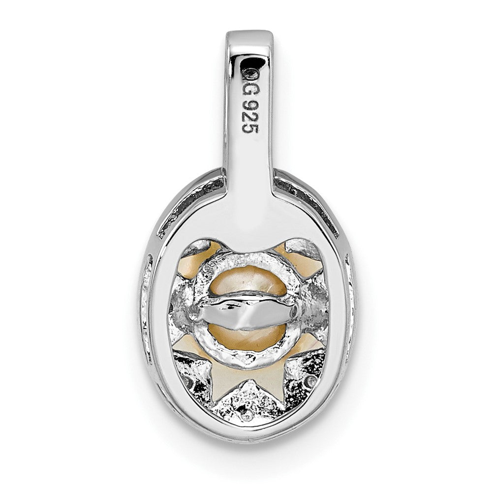 Sterlingsilber Rhodiniert Diamant. & Fw Zuchtperle Anhänger