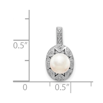Sterlingsilber Rhodiniert Diamant. & Fw Zuchtperle Anhänger