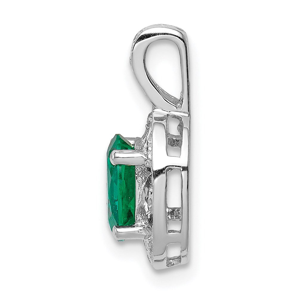 Sterlingsilber Rhodiniert Diamant. & Erzeugt Smaragd Anhänger