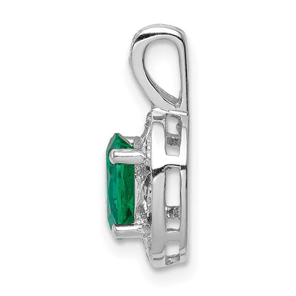 Sterlingsilber Rhodiniert Diamant. & Erzeugt Smaragd Anhänger