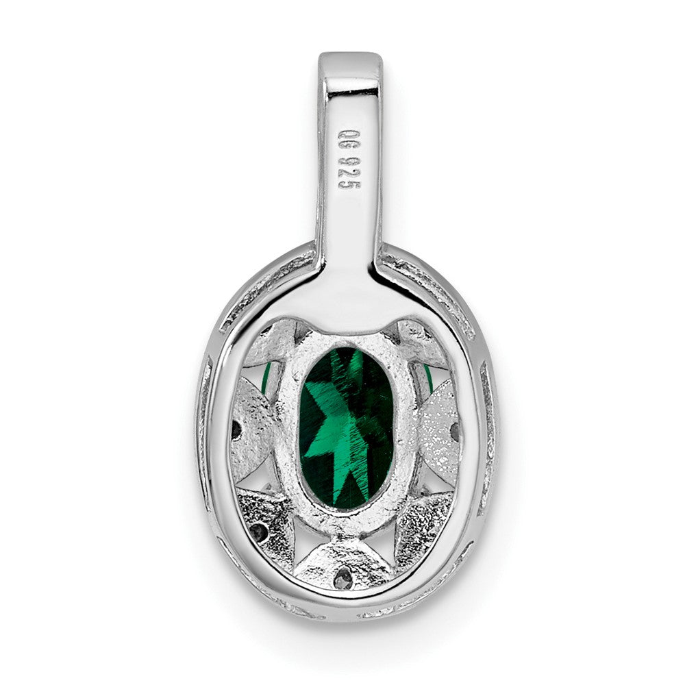 Sterlingsilber Rhodiniert Diamant. & Erzeugt Smaragd Anhänger