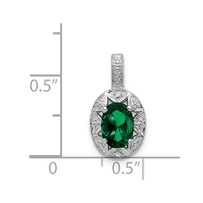 Sterlingsilber Rhodiniert Diamant. & Erzeugt Smaragd Anhänger