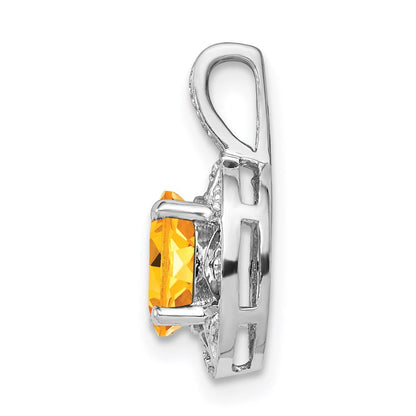 Sterlingsilber Rhodiniert Diamant. & Citrin Anhänger