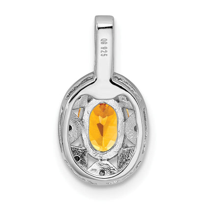 Sterlingsilber Rhodiniert Diamant. & Citrin Anhänger