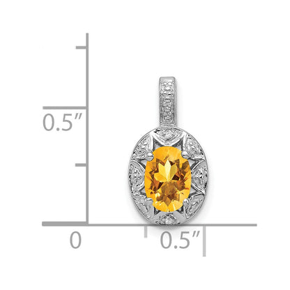 Sterlingsilber Rhodiniert Diamant. & Citrin Anhänger