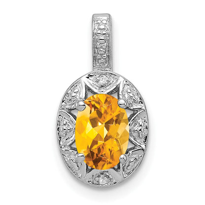 Sterlingsilber Rhodiniert Diamant. & Citrin Anhänger