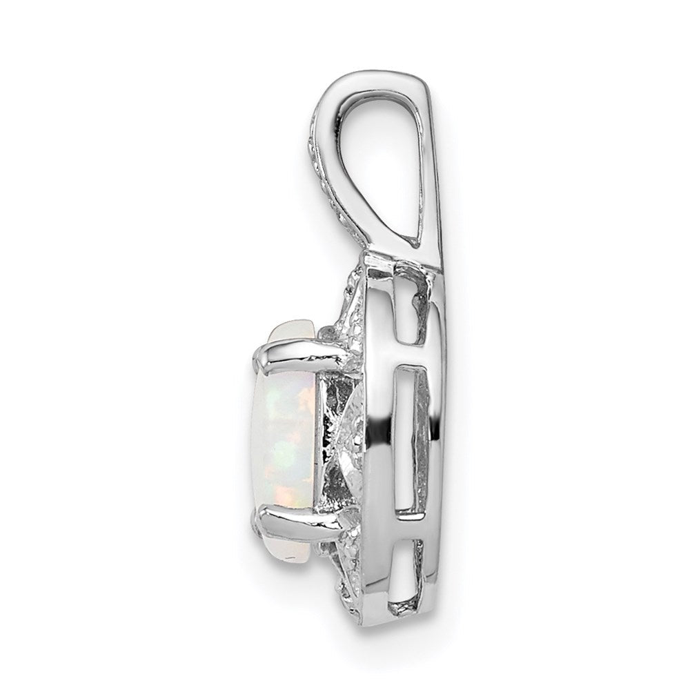 Sterlingsilber Rhodiniert Diamant. & Erzeugt Opal Anhänger