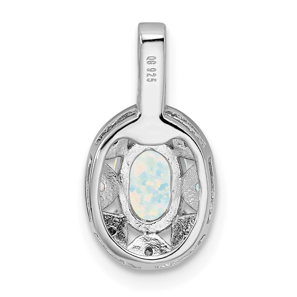 Sterlingsilber Rhodiniert Diamant. & Erzeugt Opal Anhänger