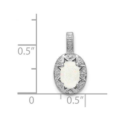 Sterlingsilber Rhodiniert Diamant. & Erzeugt Opal Anhänger