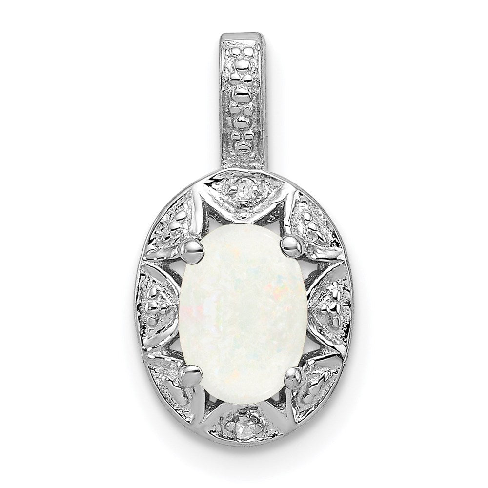 Sterlingsilber Rhodiniert Diamant. & Erzeugt Opal Anhänger
