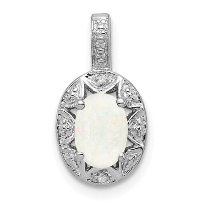 Sterlingsilber Rhodiniert Diamant. & Erzeugt Opal Anhänger