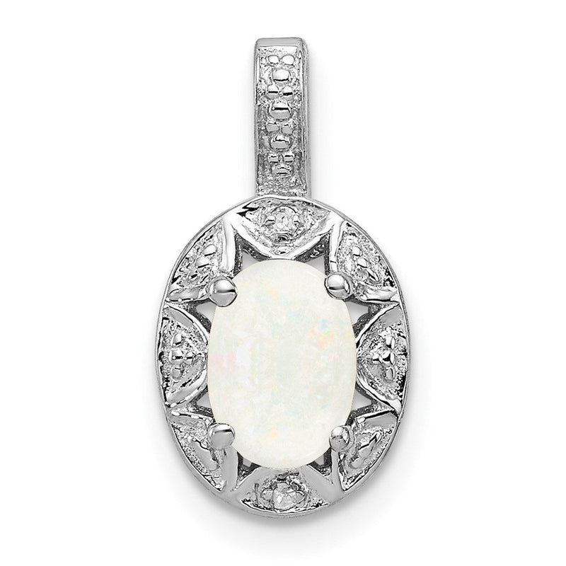 Sterlingsilber Rhodiniert Diamant. & Erzeugt Opal Anhänger
