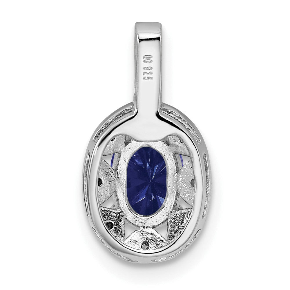 Sterlingsilber Rhodiniert Diamant. & Erzeugt Saphir Anhänger