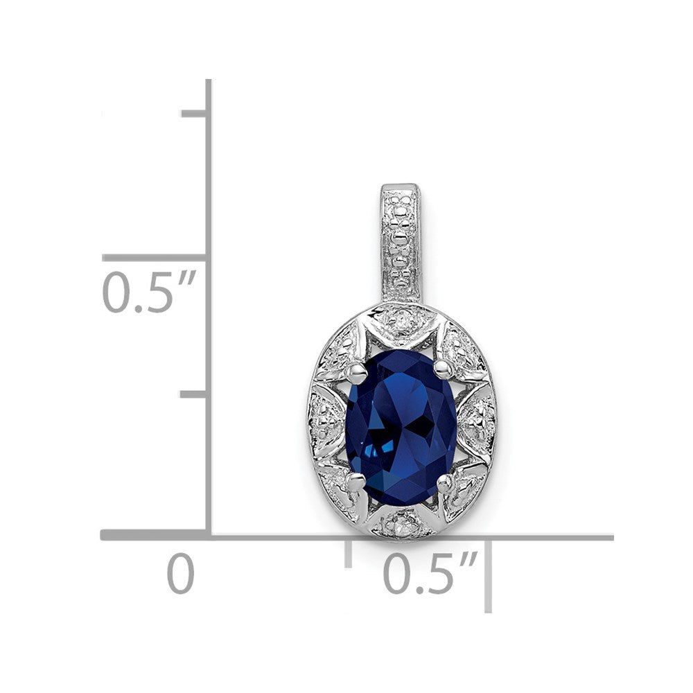 Sterlingsilber Rhodiniert Diamant. & Erzeugt Saphir Anhänger