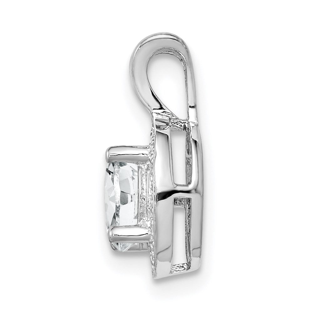Sterlingsilber Rhodiniert Diamant & Weiß Topas Anhänger